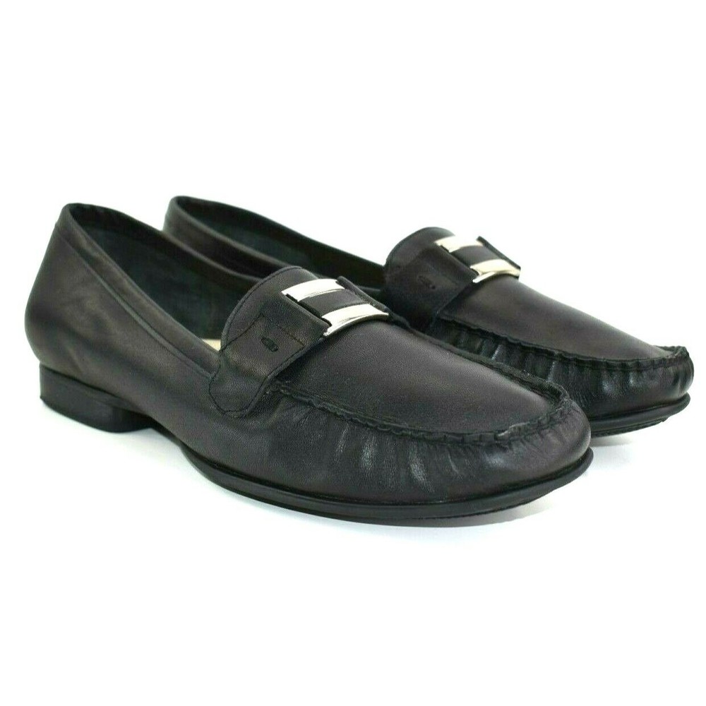 Hush Puppies Bal Harbour Women's Horse Bit Loafers Black Leather size 11 EW